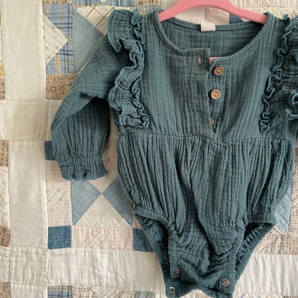 Ruffle Peplum Teal Onsie - Picture 1 of 3
